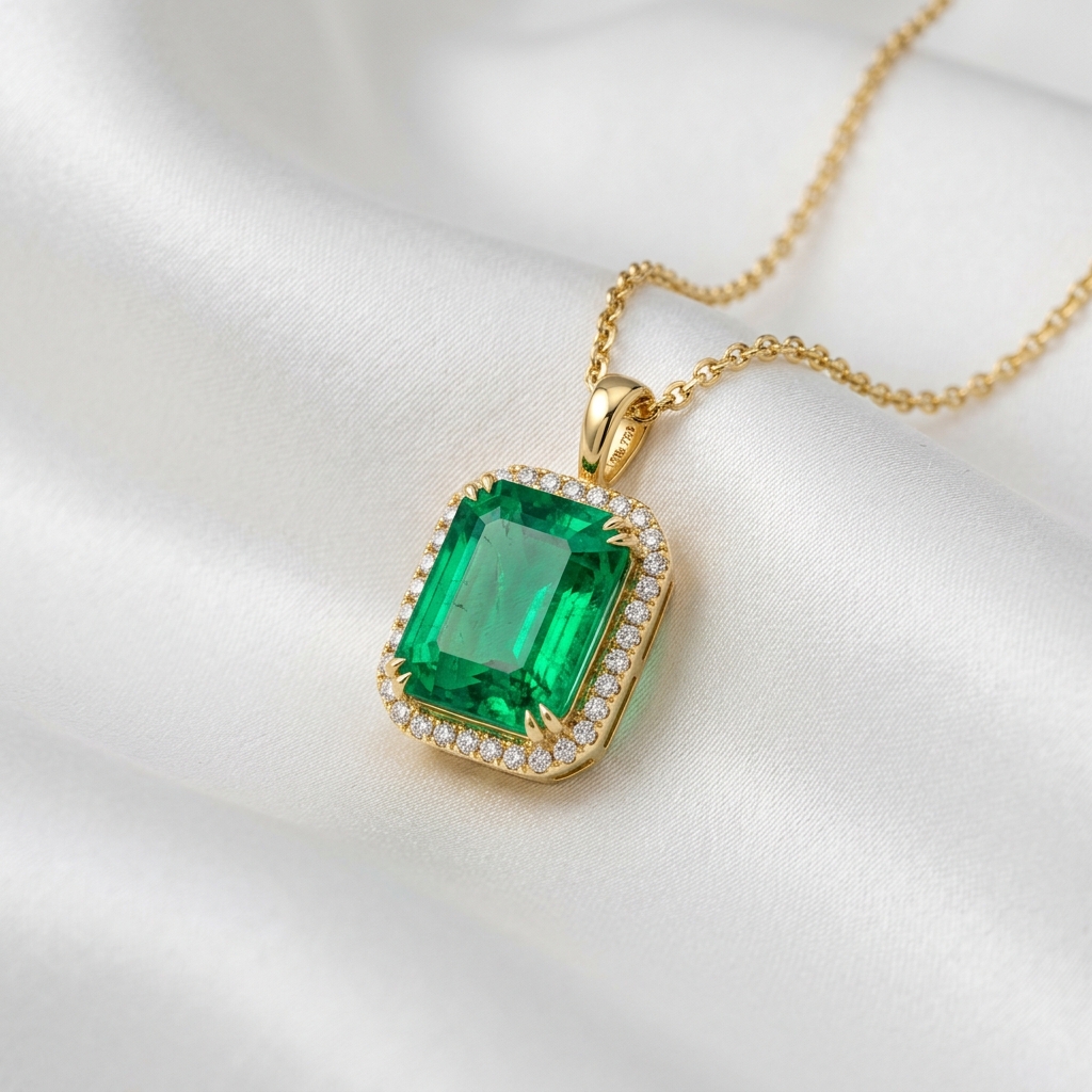 CrownCarat gold and emerald necklace collection
